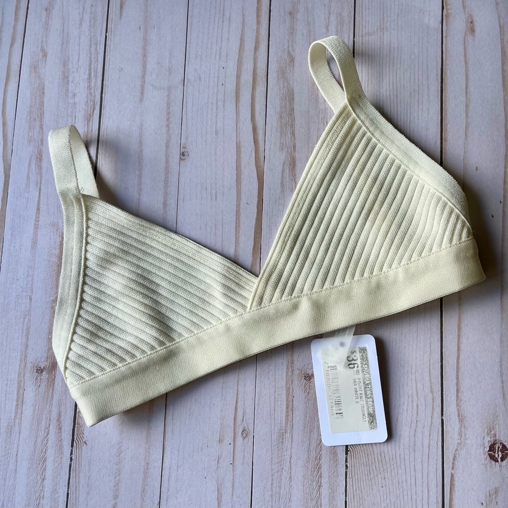 Cream Ribbed Bralette